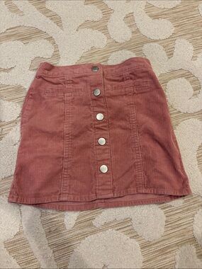 Girls Corduroy Button-Front Skirt - Dusty Rose